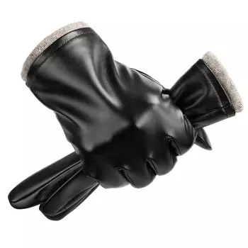 Зимние черные мужские перчатки из натуральной кожи, сохраняющие тепло мужские зимние перчатки, простые мужские кожаные перчатки из оленьей кожи XL чёрный