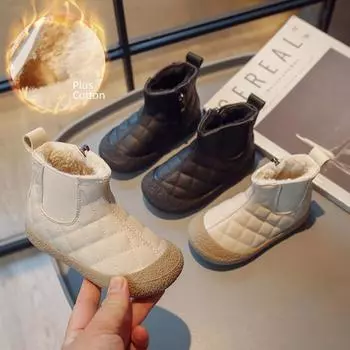 «Зимние детские ботинки Martin 2025 года с бархатной подкладкой и мягкой нескользящей подошвой» Full Set 21-25, 5 Pairs грязно-белый