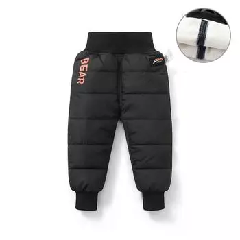 Зимние детские брюки для малышей, теплые флисовые штаны для малышей, мягкие модные водонепроницаемые уличные брюки, детская одежда 130cm чёрный