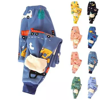 Зимние детские флисовые леггинсы Johns для мальчиков и девочек, толстые теплые штаны для детей 130 чёрный