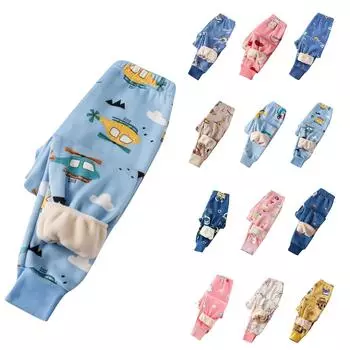 Зимние детские флисовые леггинсы Johns для мальчиков и девочек, толстые теплые штаны для детей 100 синий