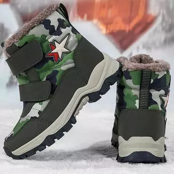 Зимние детские хлопковые теплые камуфляжные зимние сапоги хлопковые сапоги хлопковая обувь 28-39 28 камуфляжный/синий