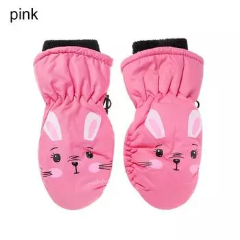 Зимние детские лыжные перчатки для детей 0-5 лет, спортивные варежки с мультяшным кроликом, ветрозащитные водонепроницаемые перчатки, толстые теплые перчатки для мальчиков и девочек