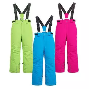 Зимние детские лыжные штаны, утепленные спортивные штаны на открытом воздухе, ветрозащитные водонепроницаемые теплые детские брюки 4 чёрный