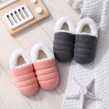 Зимние детские милые мультяшные нескользящие домашние хлопковые тапочки 24/25 inner length 15CM