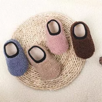 Зимние детские напольные туфли для детей, тапочки для малышей, теплая плюшевая обувь для мальчиков и девочек, мягкая нескользящая домашняя школьная детская обувь для кормящих мам S