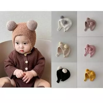 Зимние детские наушники Термошапки Удобные детские Двойные шарики Мягкие клейкие носки Влагоотталкивающие One Size бежевый