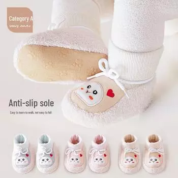 Зимние детские нескользящие хлопковые туфли с мягкой подошвой и рисунком из мультфильма Size 12