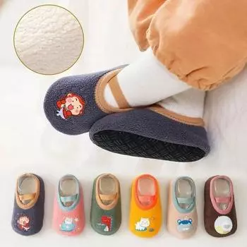 Зимние детские носки, нескользящие, милые, теплые, тапочки для детской кроватки с резиновой подошвой для детей, тапочки для девочек XS розовый