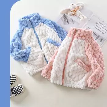 Зимние детские пальто плюшевые теплые куртки пальто для мальчиков и девочек верхняя одежда простая универсальная модная детская одежда 150cm синий