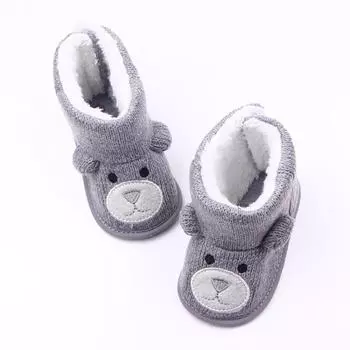 Зимние детские пинетки для мальчиков и девочек, обувь для малышей, обувь для новорожденных с нескользящей подошвой, обувь для первых прогулок для младенцев 12-18m коричневый