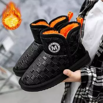 Зимние детские сапоги больших размеров, модные, толстые, теплые, высокие, из хлопка, сапоги на средней подошве, зимние сапоги 26-37 26 зелёный