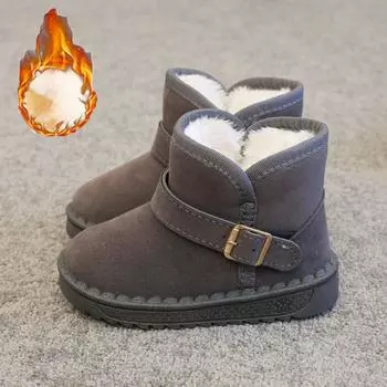 Зимние детские сапоги для мальчиков и девочек, а также сапоги из плотного хлопка и бархата 25 чёрный