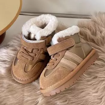 Зимние детские сапоги новые плюшевые удобные теплые хлопковые ботинки детские противоскользящие плюшевые уличные зимние сапоги 15 белый