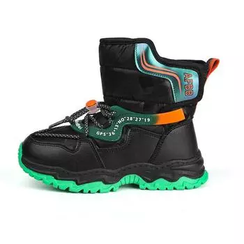 Зимние детские сапоги TUINANLE, плюшевые водонепроницаемые нескользящие ботинки для девочек, зимние сапоги для мальчиков, высокое качество 33 оранжевый/чёрный