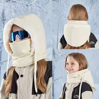 Зимние детские шапки, флисовые теплые шапки-глушители для мальчиков и девочек, уличные маски для защиты от холода, детские шапки, ветрозащитные шапки для езды на велосипеде, снежные шапки чёрный