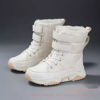 Зимние детские снегоступы 2024 года: Новые сапоги из толстого хлопка с бархатной подкладкой для мальчиков и девочек 34