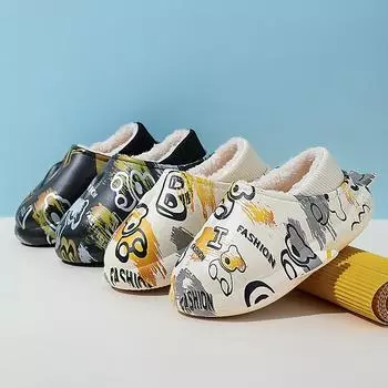 Зимние детские тапочки большого размера на толстой подошве, теплые, хлопковые, для дома, для улицы и дома, хлопковые тапочки 24-35 24 белый