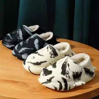 Зимние детские тапочки большого размера на толстой подошве, теплые, из хлопка, домашние и уличные тапочки из хлопка 24-35 24 белый