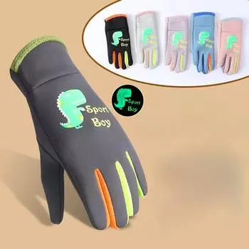 Зимние детские теплые перчатки для мальчиков и девочек для детей на открытом воздухе ветрозащитные перчатки для катания на лыжах и велоспорта светящиеся варежки для студентов и малышей S