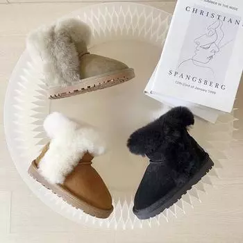 Зимние детские зимние ботинки для девочек из альпаки, симпатичная детская обувь из утолщенной шерсти, зимняя обувь из хлопка, нескользящие ботинки для девочек 21 малиновый