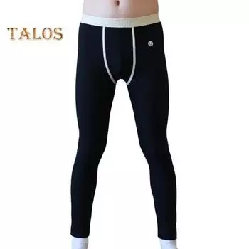 Зимние длинные кальсоны U-образный выпуклый карман тонкие эластичные брюки аккуратно сшитые однотонные леггинсы домашняя одежда пижамы брюки M синий