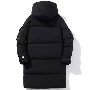 Зимние длинные куртки для мужчин, пальто, новая мода, плотное теплое мужское пальто больших размеров, зимние парки высокого качества с капюшоном M чёрный