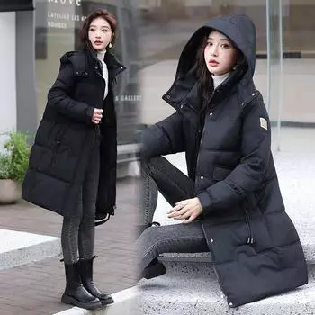 Зимние длинные пальто для женщин, пальто с капюшоном, новая мода, толстая теплая женская парка, корейский стиль, зимняя куртка XXXXL