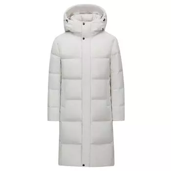 Зимние длинные пальто унисекс с перьями для женщин и мужчин, новые утепленные куртки на 90% белом утином пуху, зимние парки с капюшоном XS чёрный