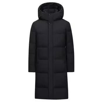 Зимние длинные пальто унисекс с перьями для женщин и мужчин, новые утепленные куртки на 90% белом утином пуху, зимние парки с капюшоном 5XL чёрный