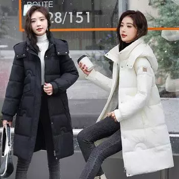 Зимние длинные пальто женские пальто с капюшоном модная толстая теплая женская парка корейский стиль зимняя куртка XXXXL чёрный