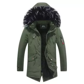 Зимние длинные парки для мужчин с капюшоном и повседневным воротником, съемные хлопковые куртки, более толстые теплые парки, мужская верхняя одежда, зимние пальто S чёрный