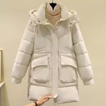 Зимние длинные парки для женщин, новинка 2023 года, модное зимнее женское холодное пальто с капюшоном, однотонные толстые теплые куртки в корейском стиле 2XL чёрный