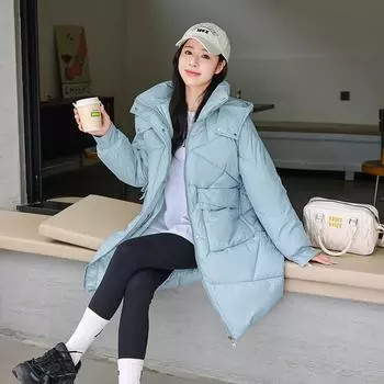 Зимние длинные парки для женщин, пальто в корейском стиле, новые модные толстые теплые женские зимние куртки на молнии с капюшоном, холодные пальто M хаки