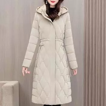 Зимние длинные парки для женщин, пальто, новые толстые теплые хлопковые стеганые пальто больших размеров, женские зимние куртки в корейском стиле с капюшоном L красный