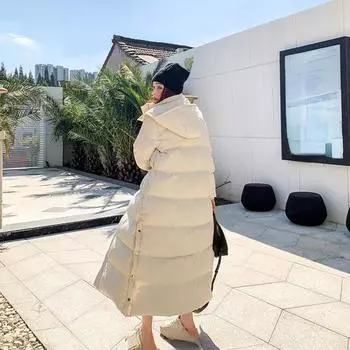 Зимние длинные парки с капюшоном, женские пуховые хлопковые зимние пальто, утолщенные теплые куртки с боковым разрезом, новые свободные хлопковые подкладки Chaqueta S бежевый
