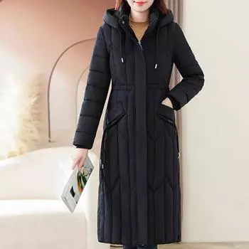 Зимние длинные парки женские пальто с капюшоном модные толстые теплые женские куртки зимняя верхняя одежда XL коричневый