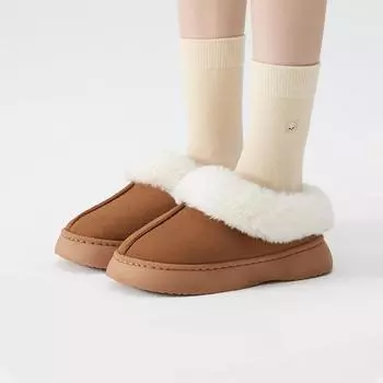 Зимние домашние тапочки из хлопка 2024 года, закрытые хлопковые туфли для ношения на открытом воздухе, утолщенные и бархатистые теплые хлопковые тапочки 36 чёрный