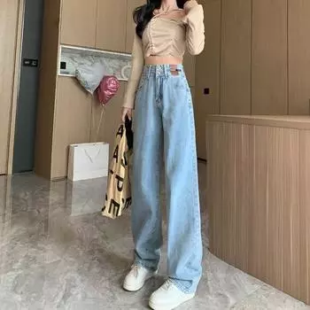 Зимние джинсы женские флисовые теплые джинсовые брюки с высокой талией повседневные свободные женские джинсовые брюки из плотного бархата и хлопка с широкими штанинами женские джинсы XS темно-синий