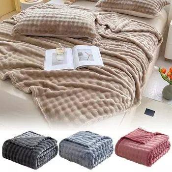 Зимние фланелевые одеяла с пузырьками из флиса, толстые чехлы для диванов, двухсторонние плюшевые одеяла для сна в офисе 70*100cm