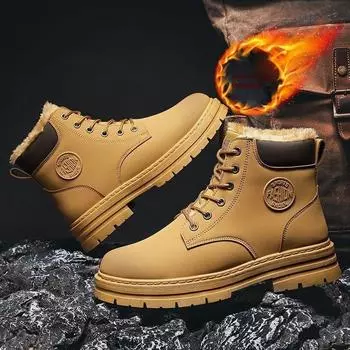 Зимние флисовые и толстые мужские высокие ботинки Doc Martens, мужские теплые хлопковые полусапожки 39