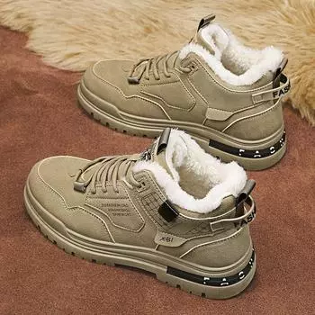 Зимние флисовые кроссовки для спорта и отдыха, мужские универсальные высокие ботинки Martin, зимние флисовые внутренние ботинки с увеличенным голенищем, локомотивные ботинки Tide 39 чёрный