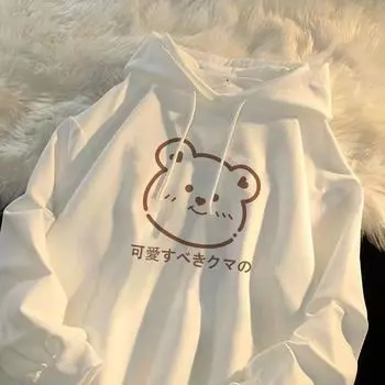 Зимние флисовые женские толстовки с капюшоном с белым медведем и принтом, пуловер с карманами и заниженными рукавами, дышащие свободные толстовки, милая женская одежда M