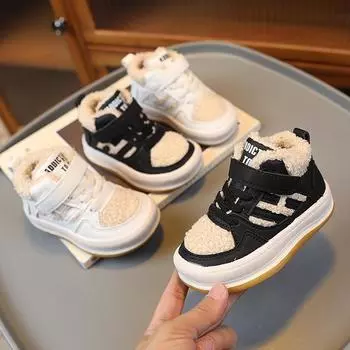 Зимние хлопковые ботинки для девочек с бархатной подкладкой - толстые спортивные и зимние ботинки для детей, стильная обувь для мальчиков и девочек Five pairs from 22-26