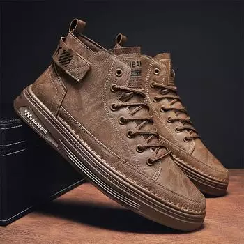 Зимние хлопковые ботинки с бархатом, сохраняющие тепло, высокие мужские повседневные ботинки для сноуборда, устойчивые к ударам, износостойкие, нескользящие, модные ботинки 39 чёрный