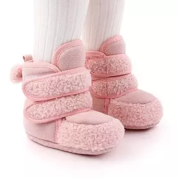 Зимние хлопковые мягкие нескользящие ботильоны с волшебной лентой для маленьких девочек и мальчиков, обувь-ботинок 11cm коричневый