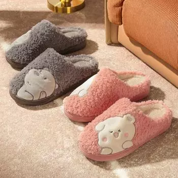 Зимние хлопковые тапочки Leto Cartoon - Уютная, толстая подошва, мягкая домашняя обувь для пар (Мужчины и женщины) 36-37 красный