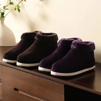 Зимние хлопковые туфли мужские бархатные теплые толстые домашние тапочки для пожилых людей 36 (for size 35 feet) красный