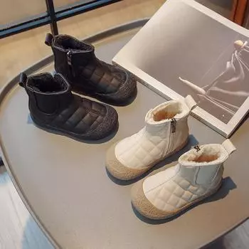 Зимние хлопковые туфли с мягкой кожаной поверхностью 21 чёрный