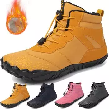 Зимние хлопковые высокие снегоступы: Нескользящие, водонепроницаемые, с бархатом, для мужчин и женщин 42 яркий розовый